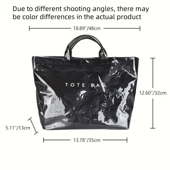 Large Capacity Vintage Style Paper PVC Tote Bag for Women Casual Tote Bag - Picture 4 of 7